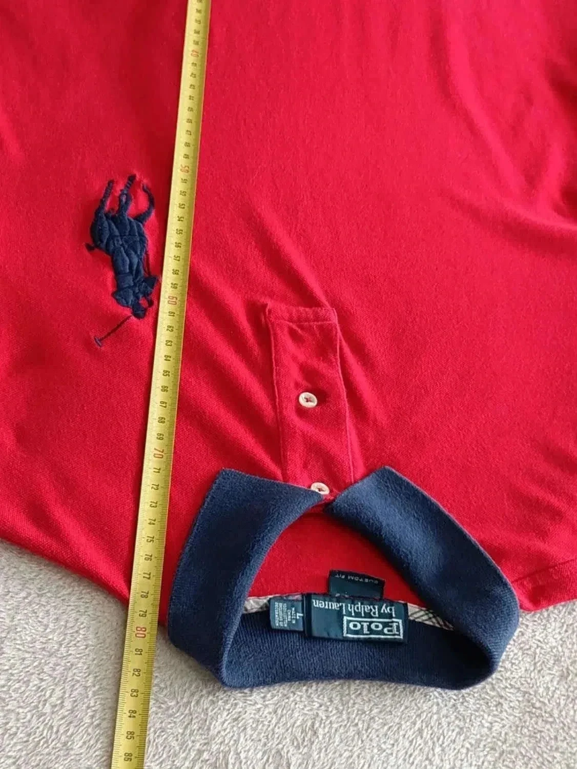 Polo Ralph Lauren Big Pony vermelho Logo azul marinho Tamanho L – photo 14